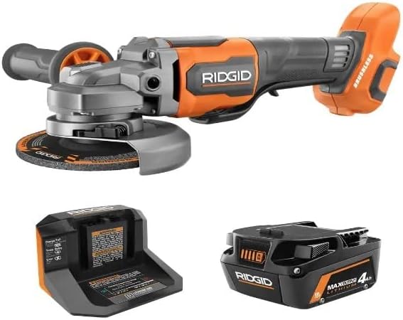 Ridgid 18V Brushless Cordless 4-1/2 in. Angle Grinder Kit with 4.0 Ah Battery and Charger